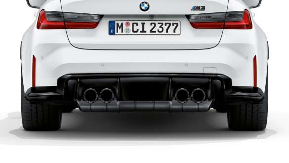 BMW M3 Competition Sedaan G80 2020, M Sporti väljalaskesüsteem BMW M3 Competition Sedaan G80 2020 M Sporti väljalaskesüsteem, tagantvaade