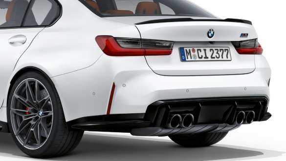 BMW M3 Competition Sedaan G80 2020 Frozen Brilliant White metallik, tagaosa disain BMW M3 Competition Sedaan G80 2020 Frozen Brilliant White metallik, tagaosa disain, tagantvaade