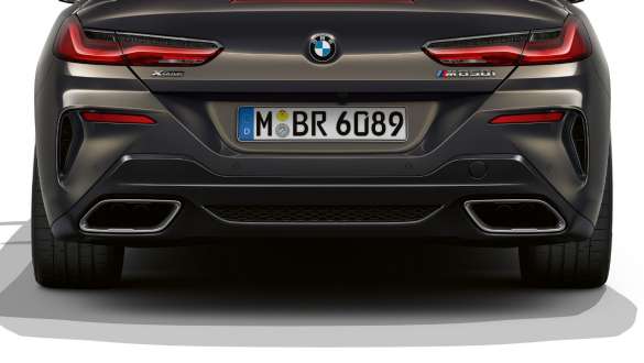 M Sport väljalaskesüsteem. BMW M850i xDrive Cabrio M Sport väljalaskesüsteemiga.