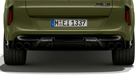 M Sport väljalaksesüsteem, BMW X6 M Competition F96 M Sport väljalaksesüsteem, BMW X6 M Competition toonis BMW Individual Special Paint Urban Green, F96 2020, maastur, tagantvaade