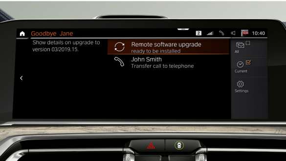 Tarkvara kauguuendusega BMW X7 M-mudel BMW X7 M-mudel, tarkvara kauguuendus: näidikuploki lähivõte, G07