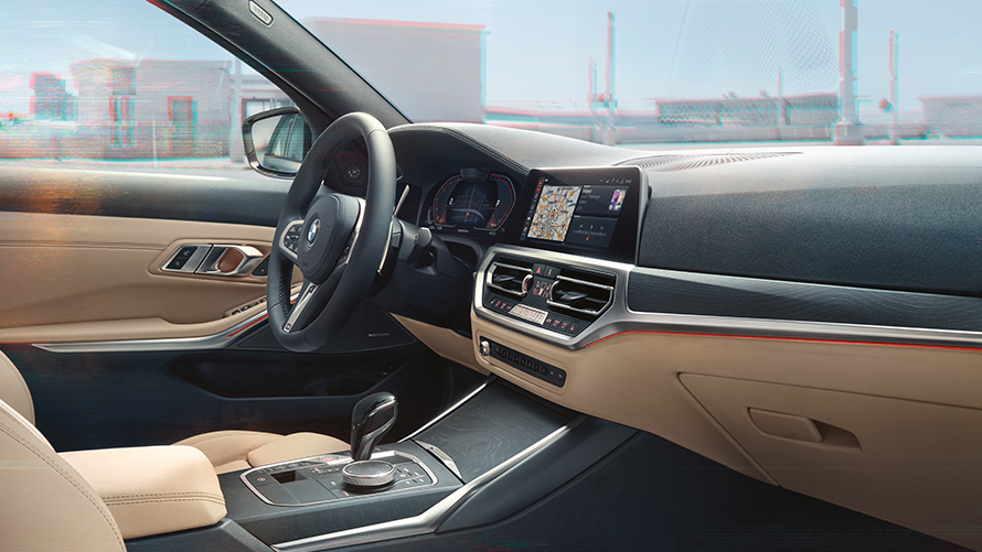 BMW 3. seeria Touring (G21), esiiste ja juhikoht, vaade kaassõitja kohalt BMW 3. seeria Touring (G21), esiiste ja juhikoht, vaade kaassõitja kohalt