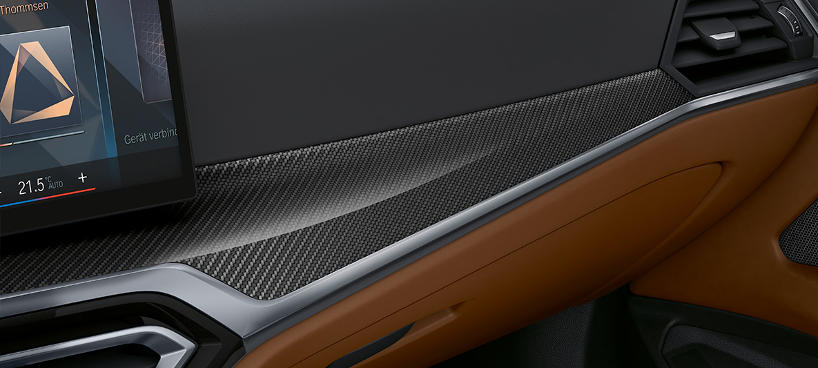 BMW Individual salongi dekoratiivliistud 'Carbon Fibre' koos Pearl Chrome detailidega, BMW 4. seeria Cabrio Individual G23 2020, salong BMW Individual salongi dekoratiivliistud 'Carbon Fibre' koos Pearl Chrome detailidega, BMW 4. seeria Cabrio Individual G23 2020, salong