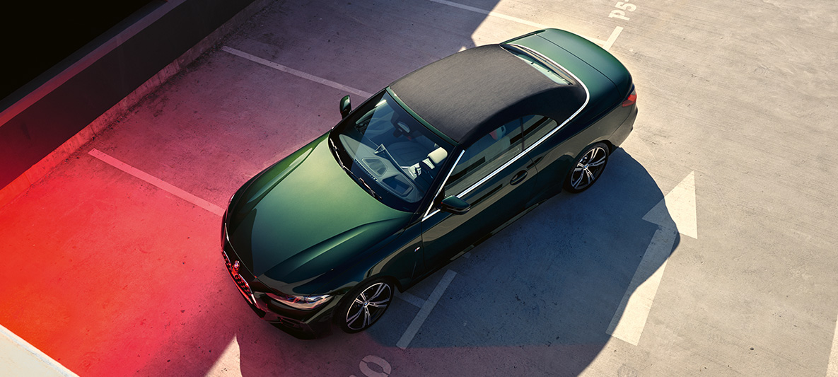 Pehmekatus, BMW 4. seeria Cabrio G23 2020 Pehmekatus, BMW 4. seeria Cabrio G23 2020 toonis Sanremo Green metallik, ülaltvaade