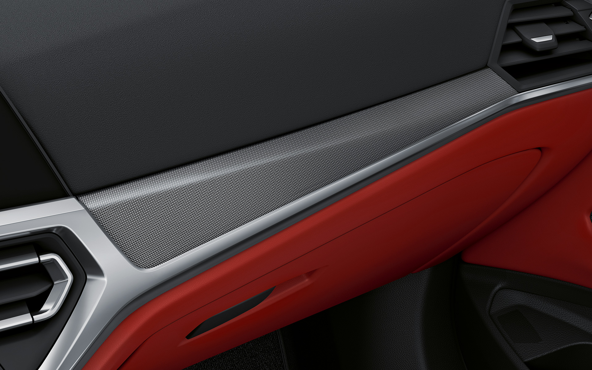 Salongi dekoratiivliistud kõrgläikega Aluminium Fabric, BMW 4. seeria Coupé Individual G22 2020, salong BMW Individuali salongi kõrgläikega dekoratiivliistud Aluminium Fabric koos Pearl Chrome’i viimistlusega, BMW 4. seeria Coupé Individual G22 2020, salong