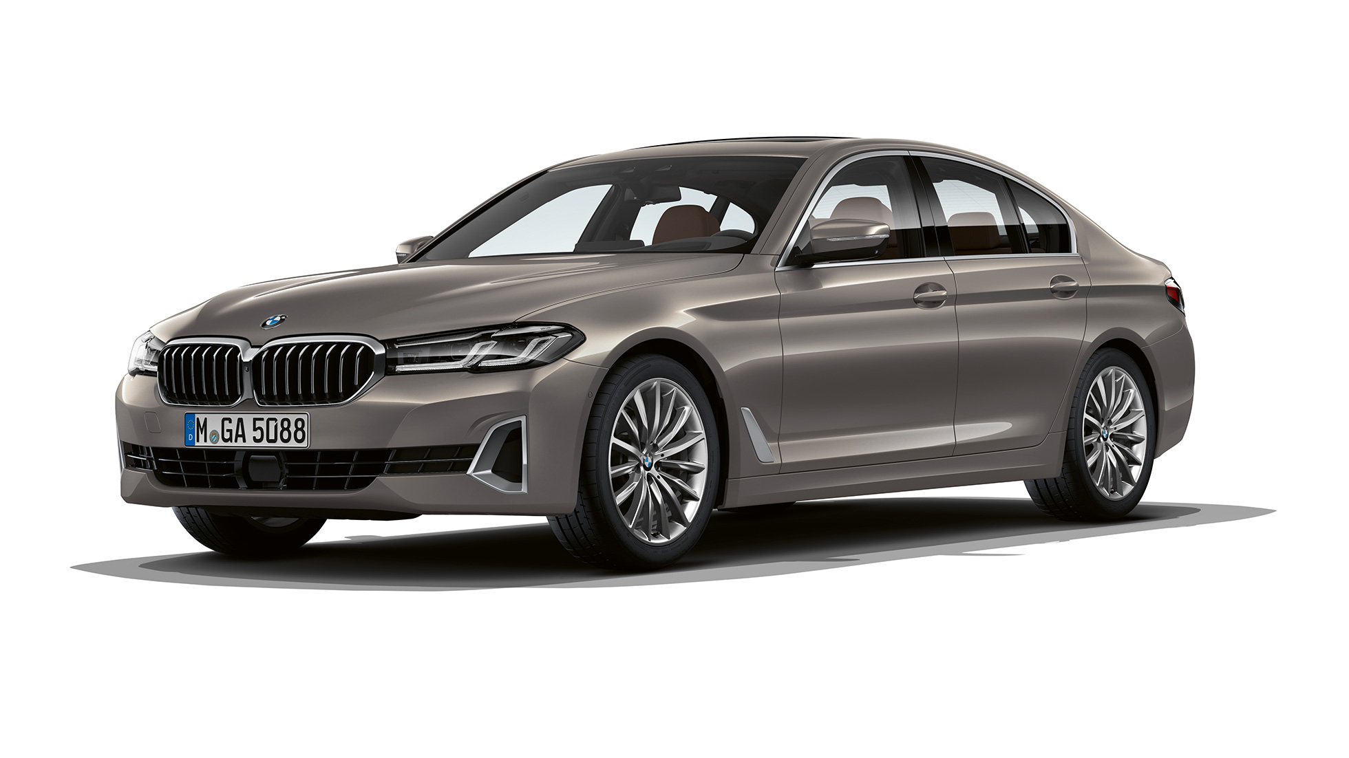 BMW 5. seeria Sedaan G30 Luxury Line, eest BMW 5. seeria Sedaan 520d xDrive G30 2020 Luxury Line, Bernina Grey, kolm neljandikku eestvaade