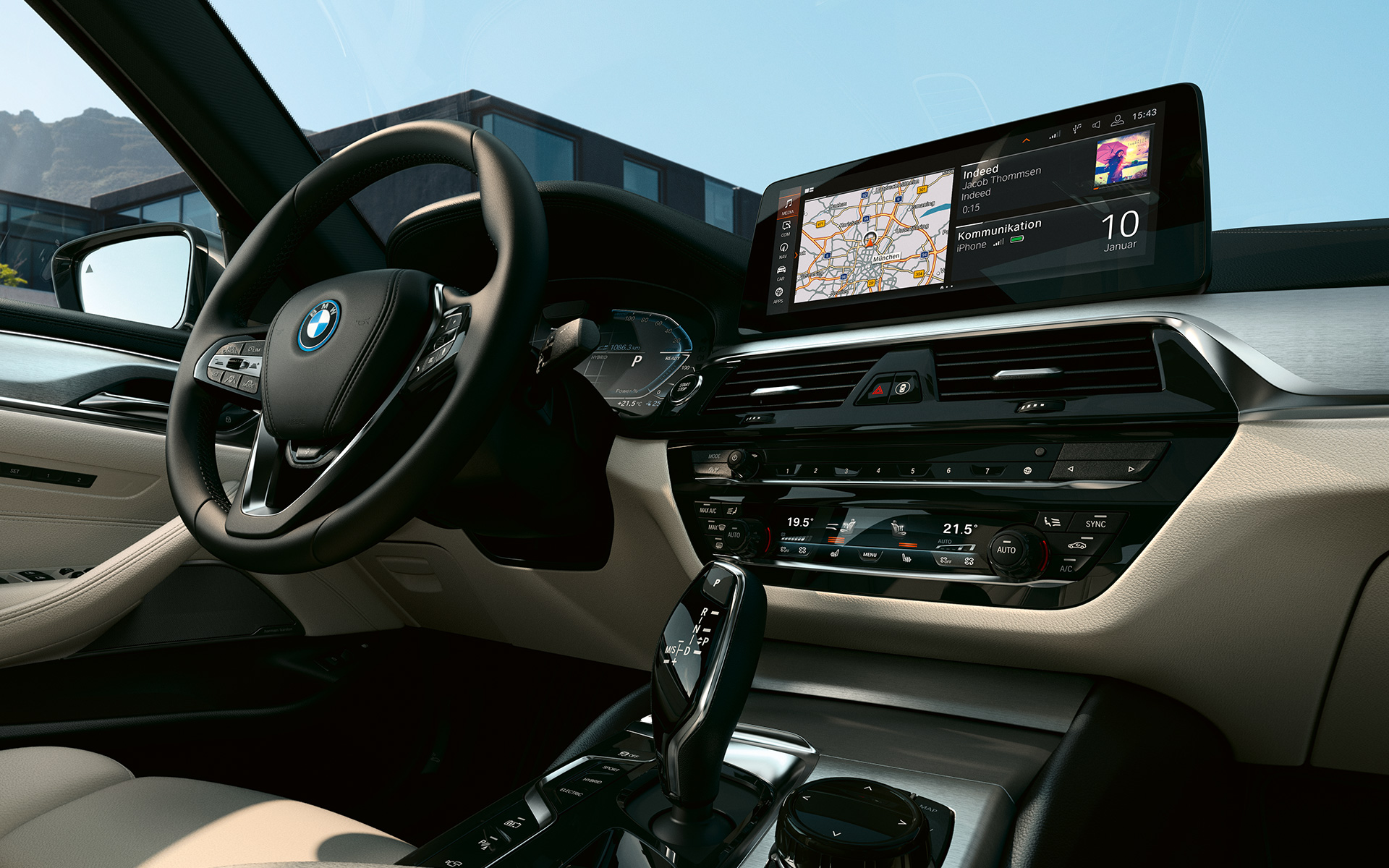 Juhikoht, BMW 5. seeria Touring G31 LCI LCFI 4K9 Juhikoht, BMW 5. seeria Touring G31 Facelift 2020, salong, nahkpolster Dakota Ivory White, Fine Brushed Aluminium, Pearl Gloss Chrome rõhujooned