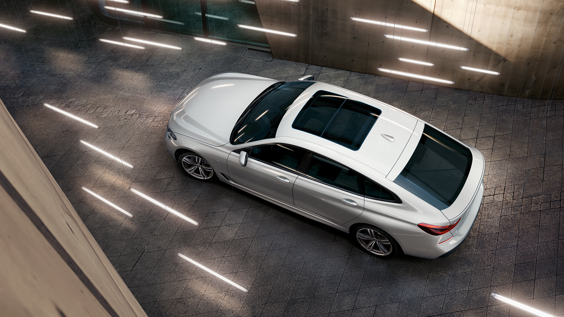 BMW 6. seeria Gran Turismo G32, ülaltvaade BMW 6. seeria Gran Turismo G32 2017, toonis Mineral White metallik, ülaltvaade