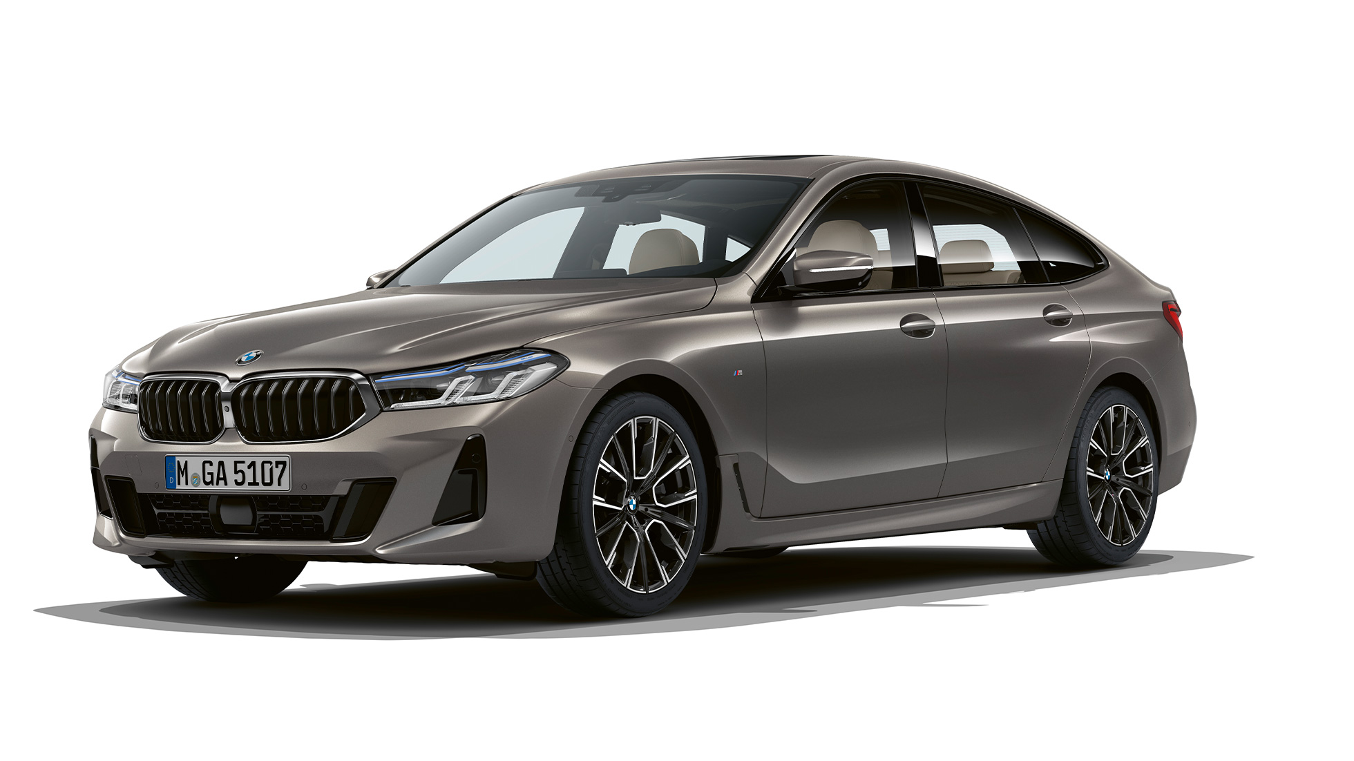 BMW 6. seeria Gran Turismo, M-sportpakett G32 2020 BMW 6. seeria Gran Turismo G32 640i xDrive 2020 M-sportpakett Bernina Grey Amber Effect, kolm neljandikku eestvaade