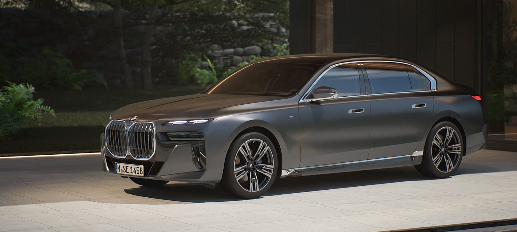 BMW 7. seeria Sedaan G70 ICE 740i M-sportpakett, välisilme olulisimad omadused BMW 7. seeria Sedaan G70 ICE 740i M-sportpakett, Frozen Deep Grey metallik, 21-tollised M-kergmetallveljed Star-spoke style 908, välisilme olulisimad omadused
