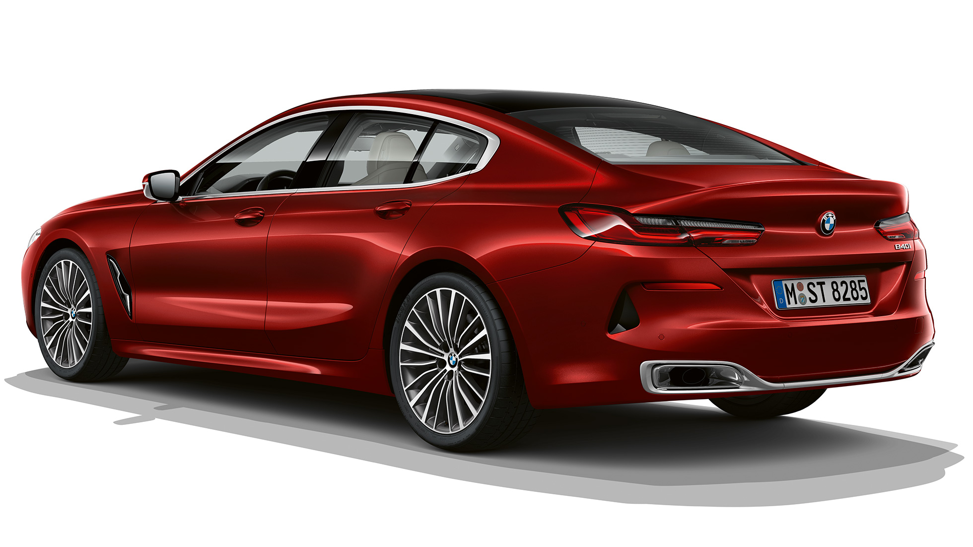 Põhimudeli kolm neljandikku tagantvaade BMW 8. seeria Gran Coupé, põhimudeli kolm neljandikku tagantvaade
