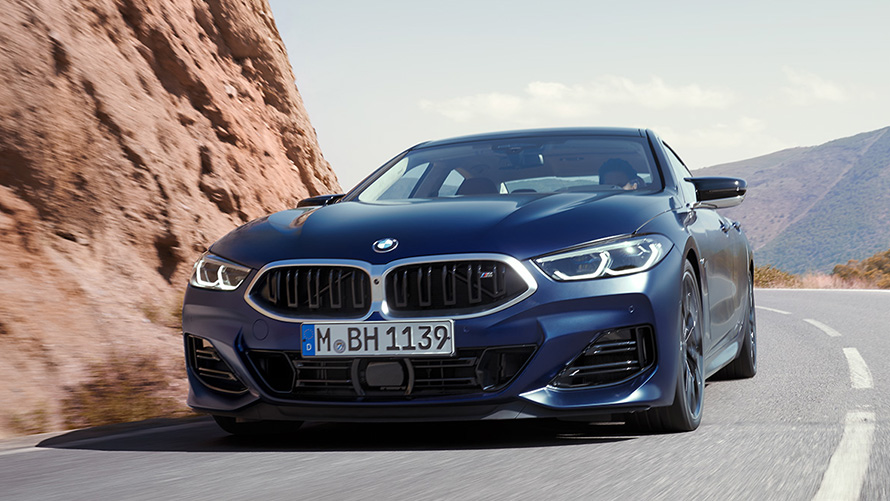 BMW 8. seeria Gran Coupé (G16), kolm neljandikku tagantvaade sõitmas BMW 8. seeria Gran Coupé (G16), kolm neljandikku tagantvaade sõitmas