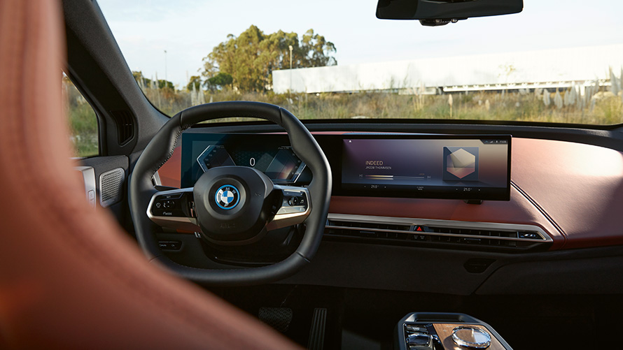 BMW iX i20 elektriline SUV BMW iDrive BMW iX i20 2021 elektrilise SUV BMW iDrive juhteseade salong Suite juhikoht