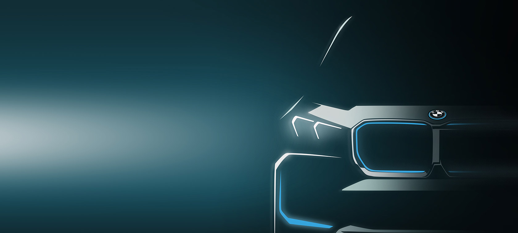 Siluett, BMW iX1 U11, elektriauto Siluett, BMW iX1 U11, elektriauto, eestvaade koos värvilise esiosa ja logoga
