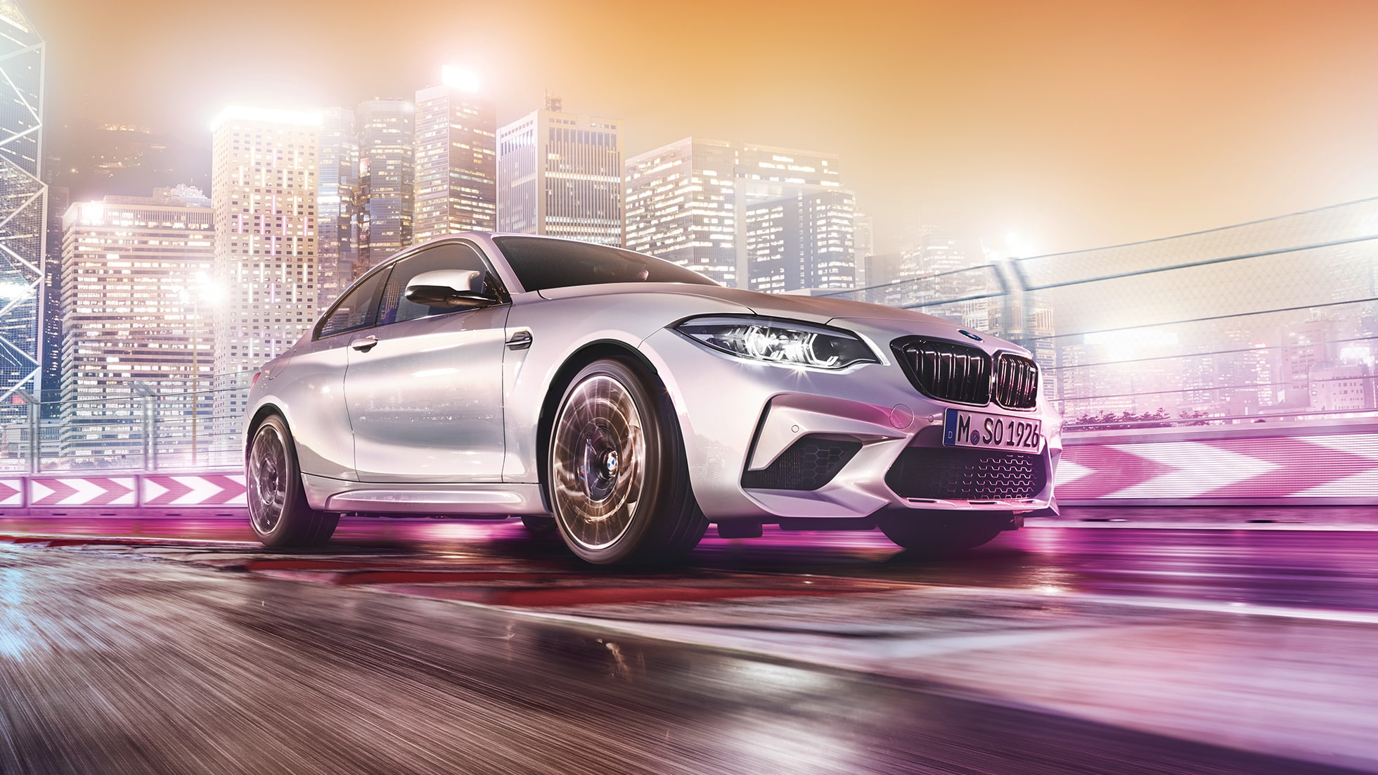 BMW M2 Competition F87 esiosa disain BMW M2 Competition F87 2018 Hockenheim Silver metallik, esiosa disain kolm neljandikku eestvaates