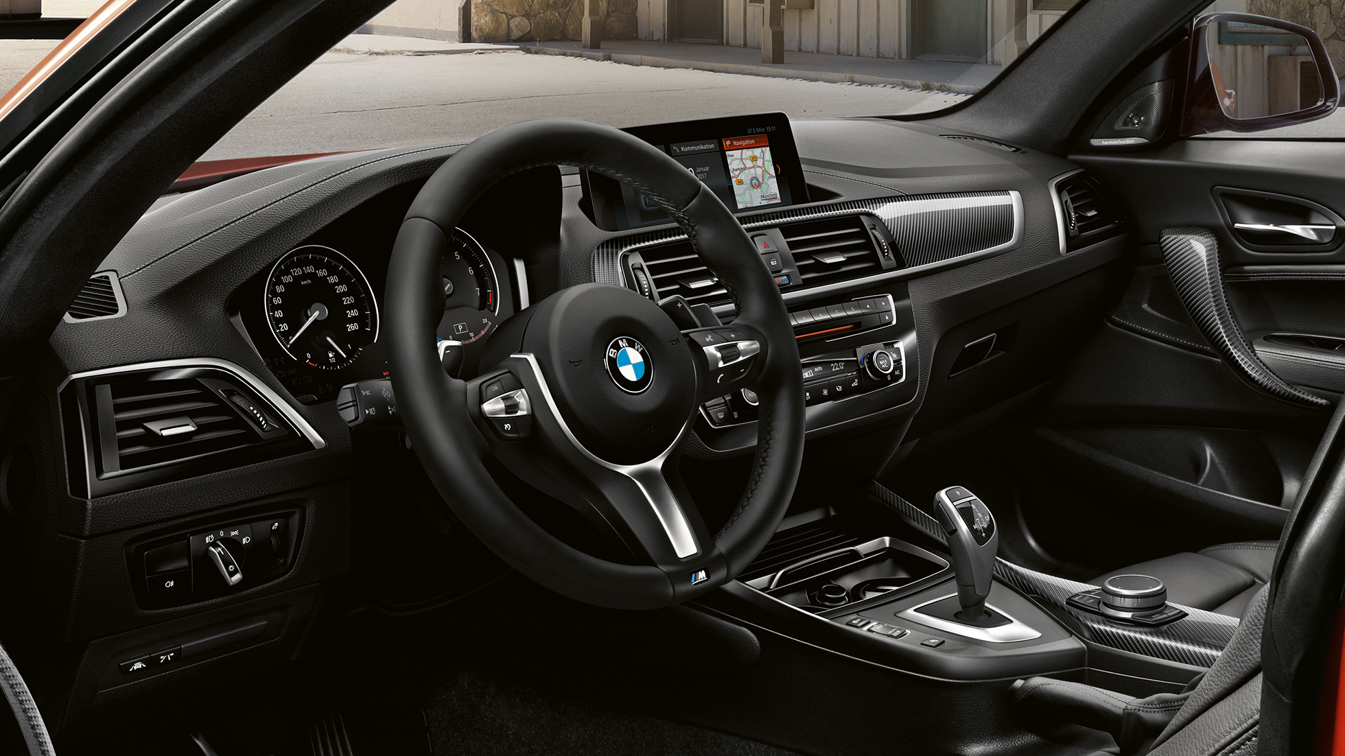 BMW M240i Coupé juhikoht BMW M240i Coupé F22 2017 Sunset Orange metallik, salong, juhikoht