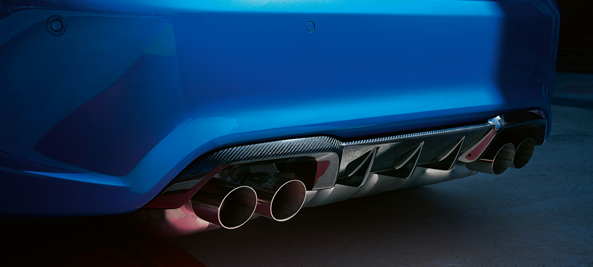 BMW M2 CS tagumine difuusor BMW M2 CS F87 Misano Blue metallik, tagumise difuusori detailvaade