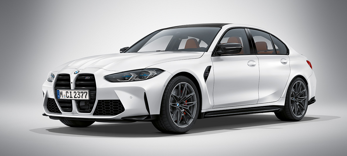 BMW M3 Sedaan G80 2020 BMW Individual Frozen Brilliant White metallik BMW M3 Sedaan BMW G80 2020 BMW Individual Frozen Brilliant White metallik, kolm neljandikku eestvaade seistes