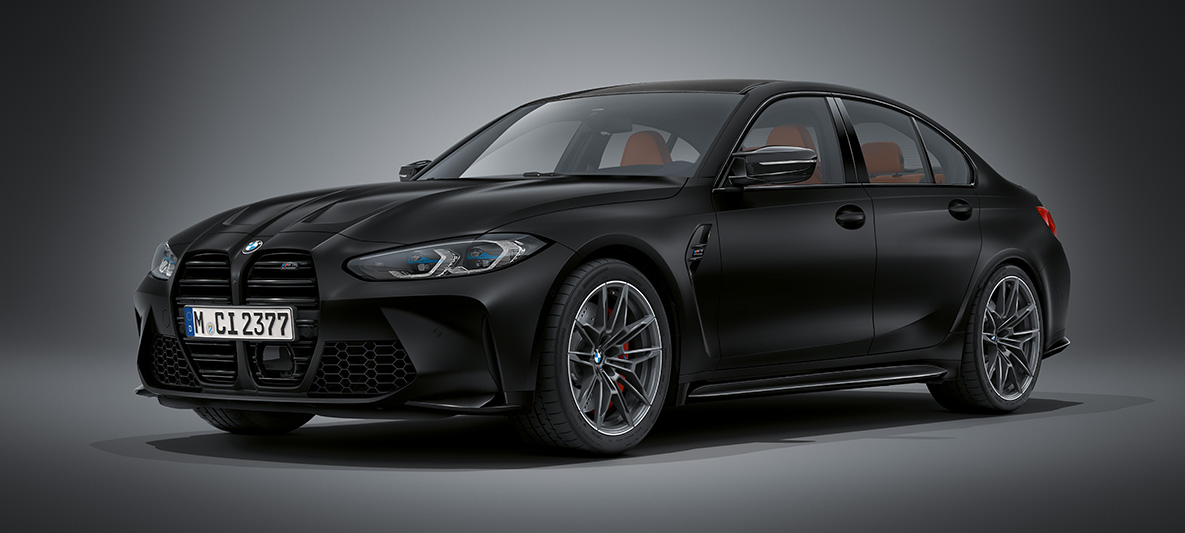 BMW M3 Sedaan G80 2020 BMW Individual Frozen Black metallik BMW M3 Sedaan G80 2020 BMW Individual Frozen Black metallik, kolm neljandikku eestvaade seistes