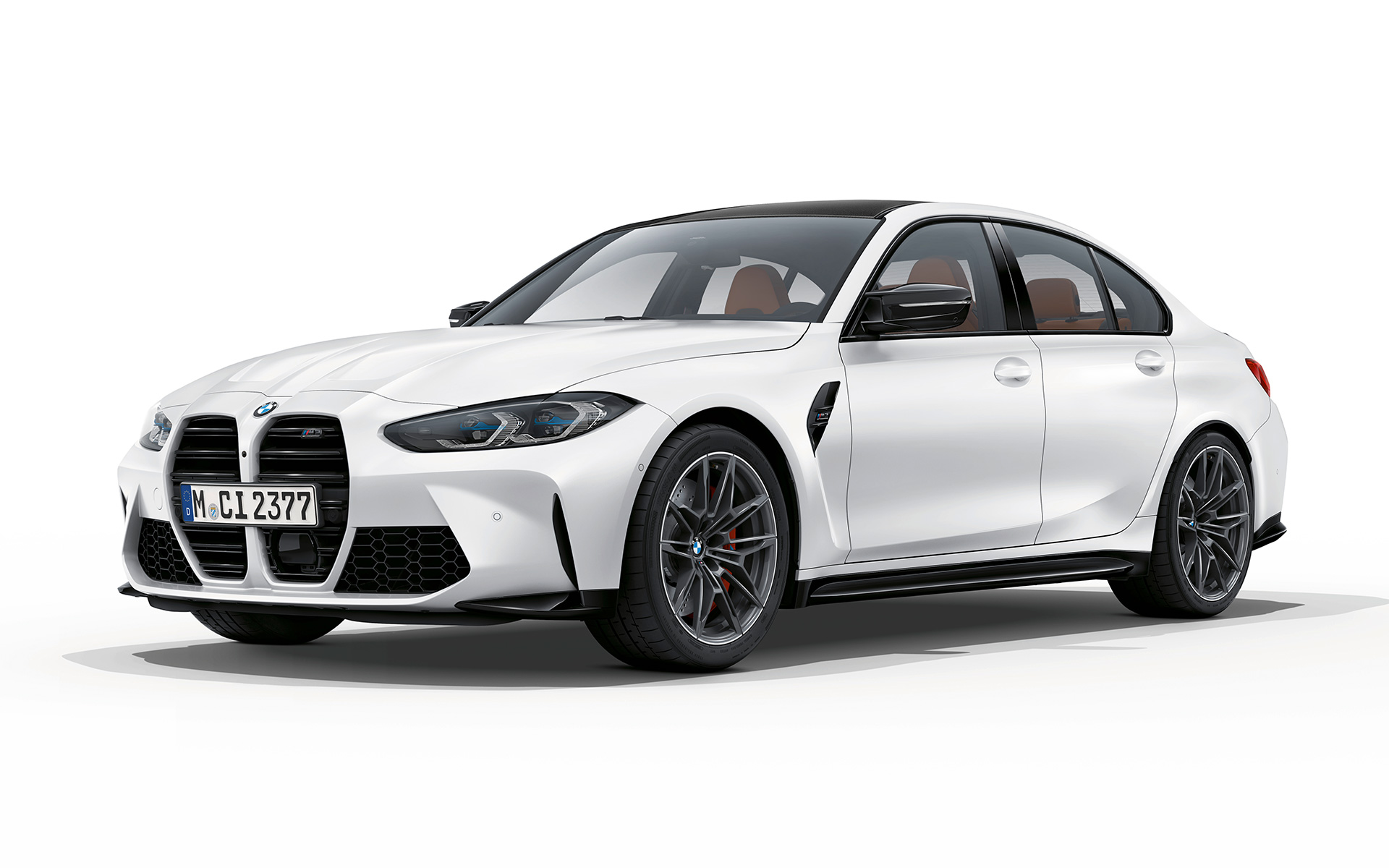 BMW M3 Competition G80 2020, Frozen Brilliant White metallik, kolm neljandikku eestvaade