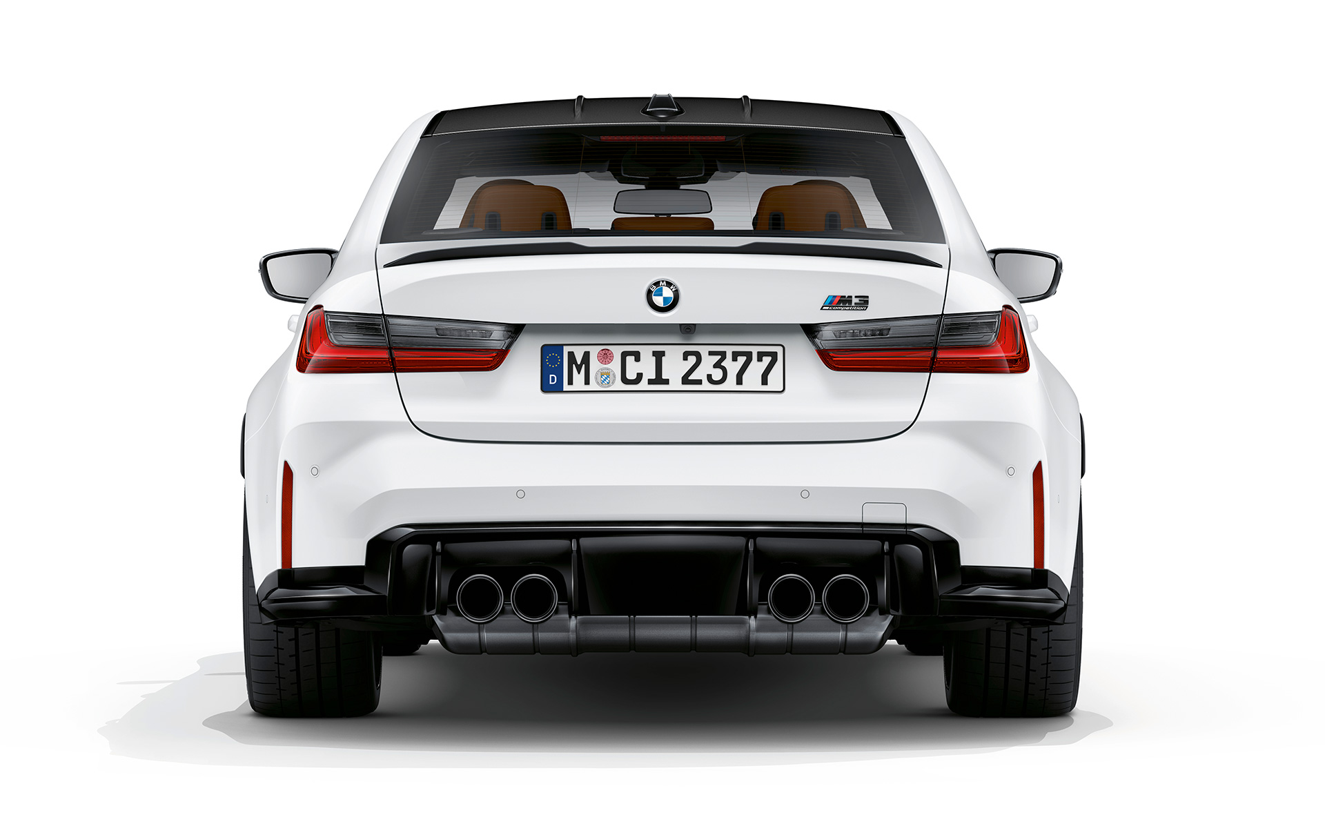 BMW M3 Competition G80 2020, Frozen Brilliant White metallik, tagantvaade