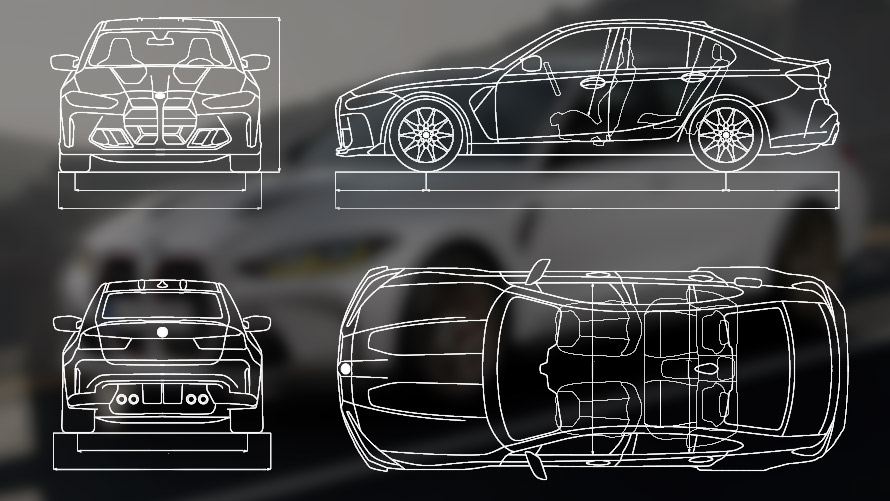Mõõtjoonis, BMW M3 CS G80 Mõõtjoonis, BMW M3 CS G80