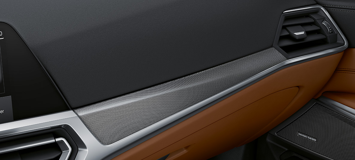 BMW Individuali salongi dekoratiivliistud Aluminium Fabric, BMW M4 Coupé G82 2020 salong BMW Individuali salongi dekoratiivliistud Aluminium Fabric kõrgläikega koos Pearl Chrome’i detailidega, BMW M4 Coupé G82 2020 salong