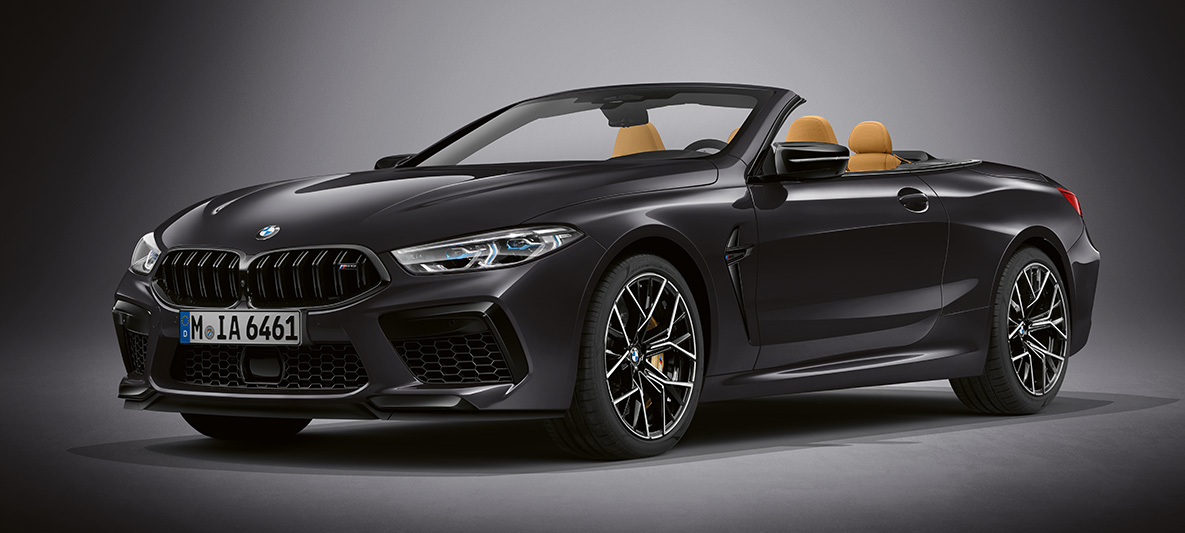 BMW Individual M8 Cabrio toonis BMW Individual Brands Hatch Grey. BMW Individual M8 Cabrio toonis BMW Individual Brands Hatch Grey, kolm neljandikku eestvaade.