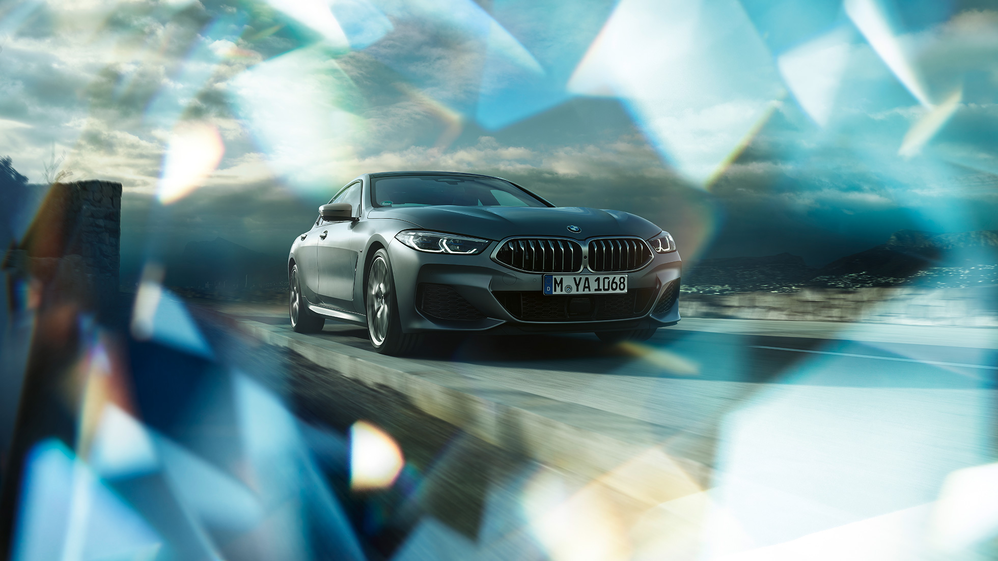 BMW M850i xDrive Gran Coupé, kolm neljandikku eestvaade BMW M850i xDrive Gran Coupé G16 2019 BMW Individual Frozen Bluestone metallik, kolm neljandikku eestvaade