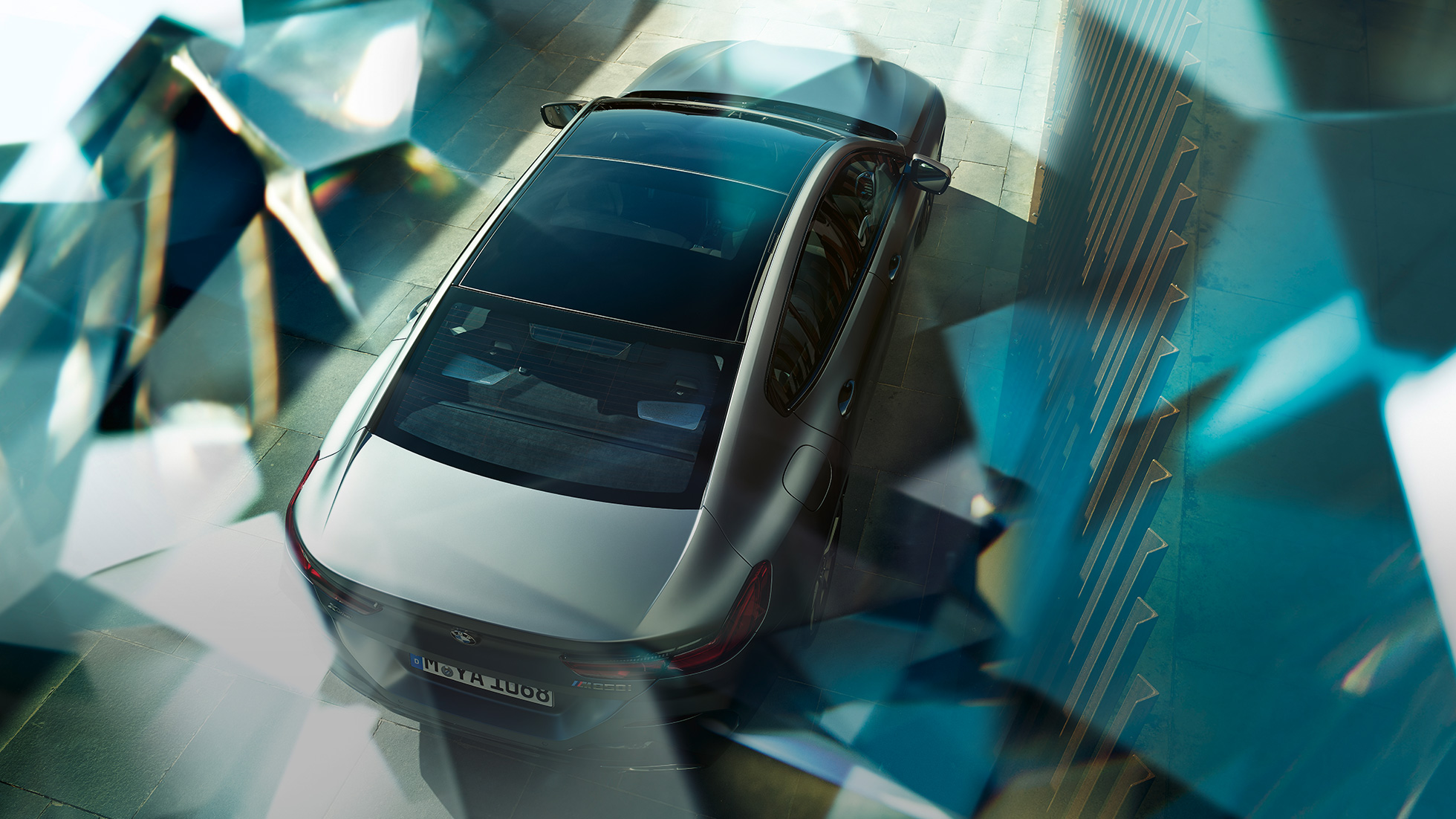 BMW M850i xDrive Gran Coupé, klaasist panoraamkatus BMW M850i xDrive Gran Coupé G16 2019 klaasist panoraamkatus BMW Individual Frozen Bluestone metallik, pealtvaade