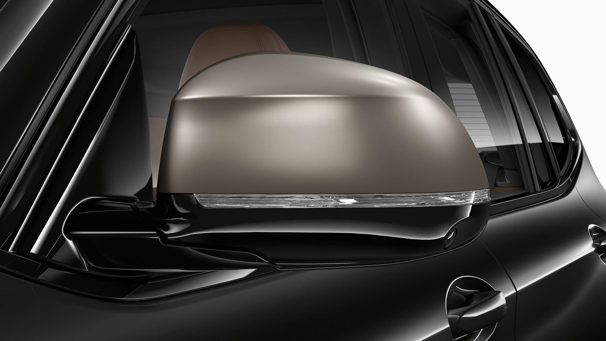 BMW X3 M40i ja BMW X3 M40d, peeglikorpused. Black Sapphire metallikvärvi BMW X3 M40i ja BMW X3 M40d, välisilme, Cerium Grey värvi galvaniseeritud peeglikorpustega.