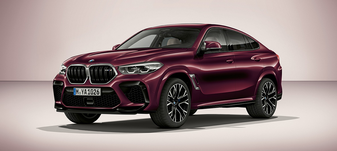 BMW X6 M toonis BMW Individual Ametrin metallik BMW X6 M F96 SUV 2020 toonis BMW Individual Ametrin metallik, 3/4 külgvaade