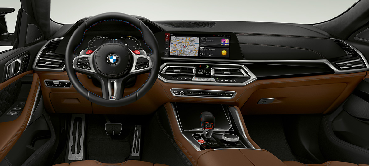 Nahkkattega M-rool, BMW X6 M F96 Nahkkattega ja kontrastõmblustega M-rool, BMW X6 M F96 2020, maastur, juhikoht