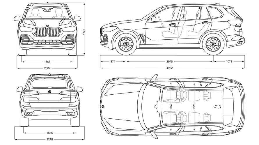Joonis, BMW X5, mõõtmed Joonis, BMW X5, mõõtmed