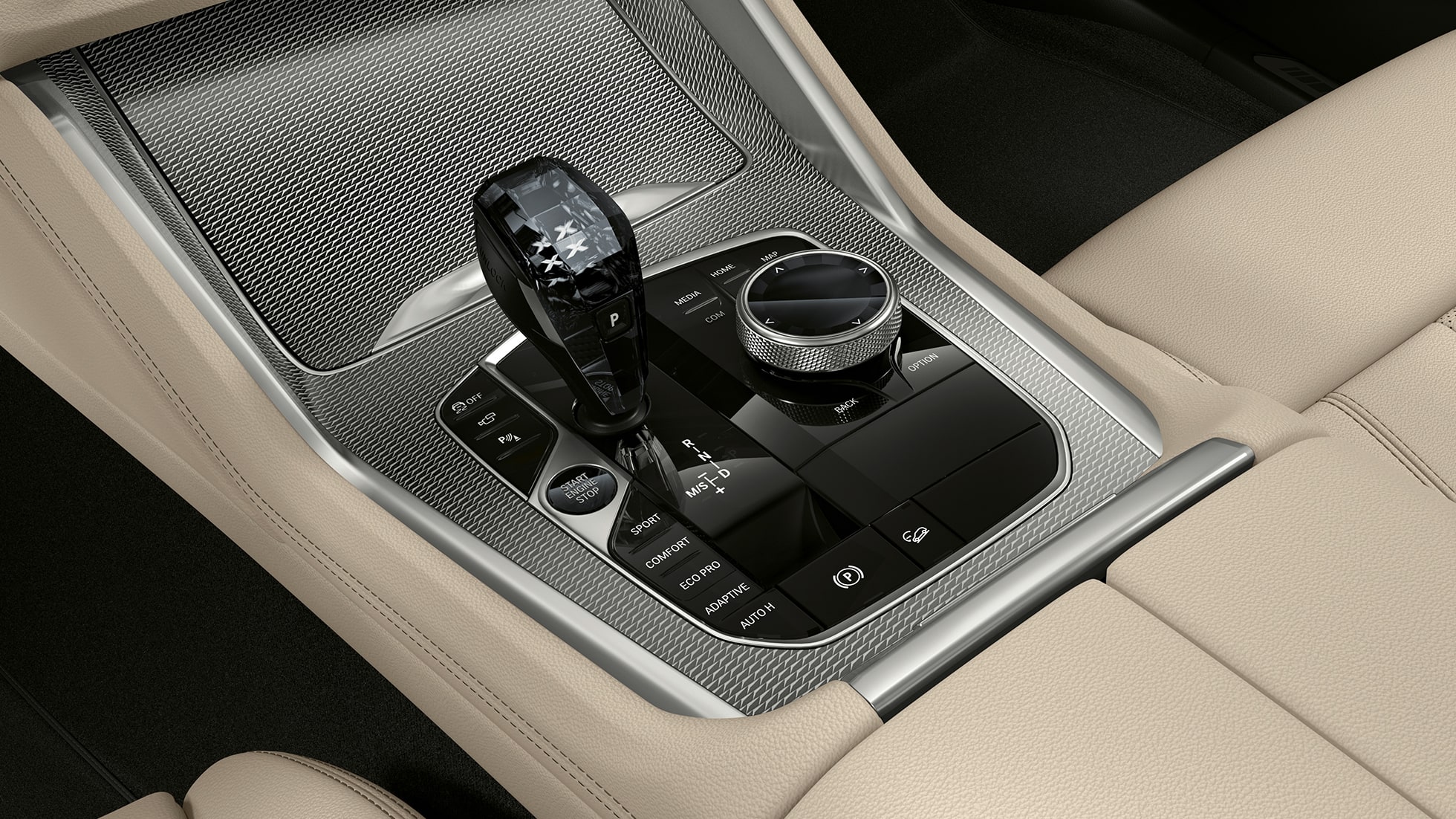 BMW X6 M-sportpakett, keskkonsool. BMW X6 salong, M-sportpakett, fookus keskkonsoolil.