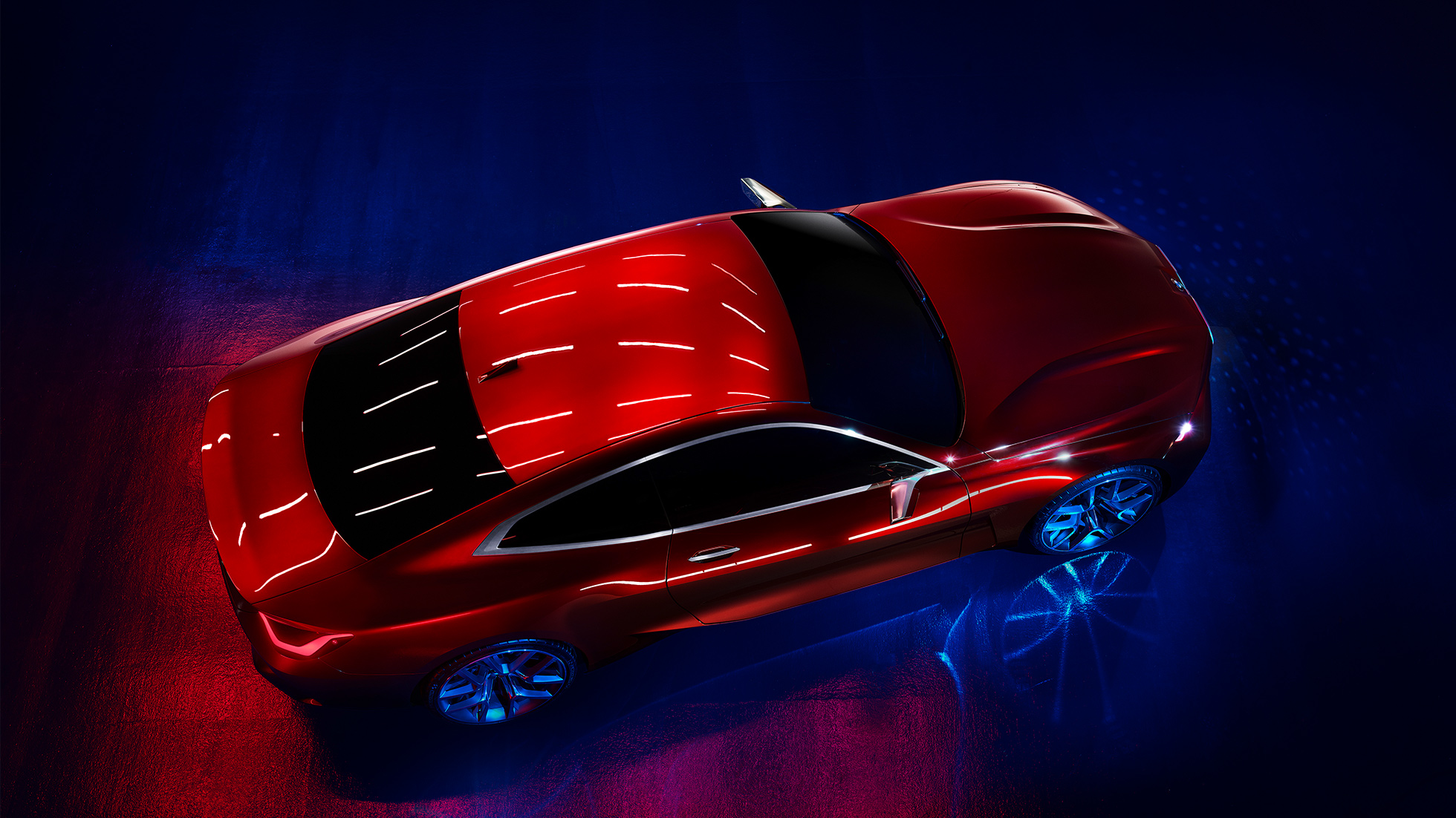 Põnev BMW Concept 4 välisilme värviga Forbidden Red Põnev BMW Concept 4 välisilme värviga Forbidden Red, ülaltvaade